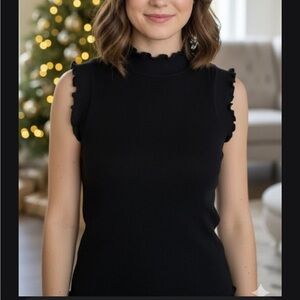 Vero Moda Black Ruffle Trim Tank Top